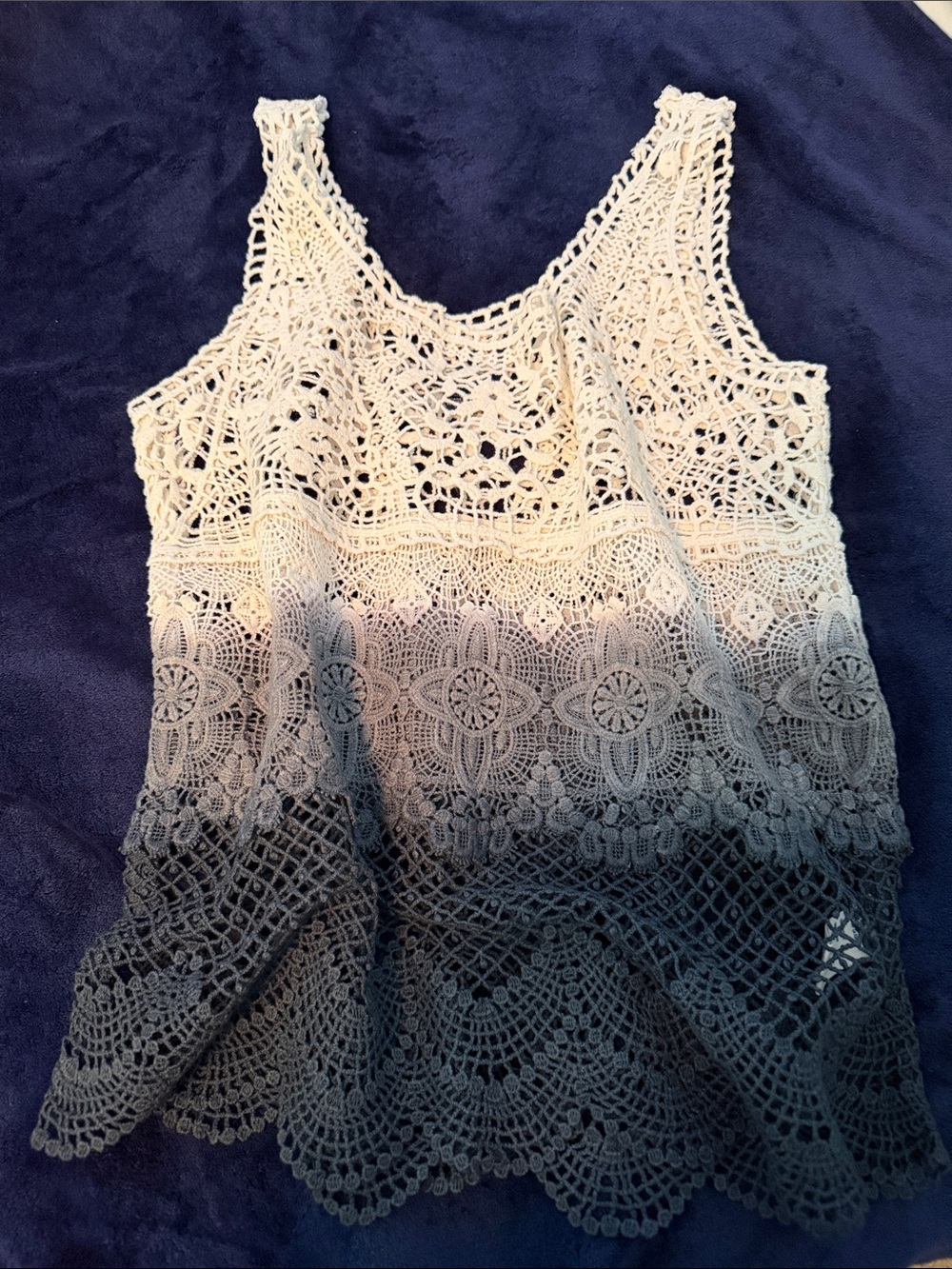American Eagle Outfitters Cream Crochet Lace Tank with Black Lining